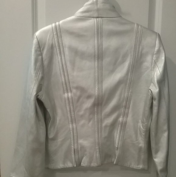 Genuine Leather Silver jacket #5sil - Picture 2 of 3